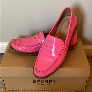 Sperry Seaport Pink Patent Penny Loafer